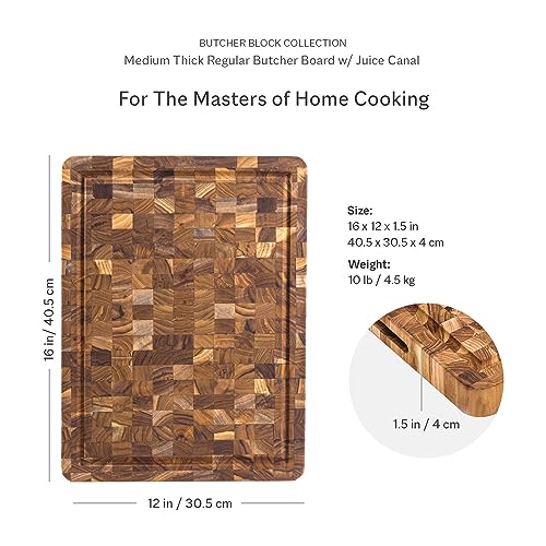 Teakhaus Butcher Block Cutting Board - Medium Thick Cutting Board with Juice Groove - Teak End Grain Wood - Knife Friendly - FSC Certified - Image 3