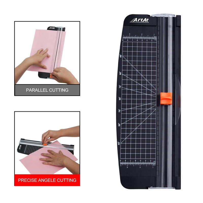 ArtAt A4 Portable Paper Cutter: 12 inch Paper Trimmer Scrapbooking Tool for Photo Gift Cards Kraft Paper Label and Coupon with Automatic Security Safeguard Paper Trimmers - Image 4