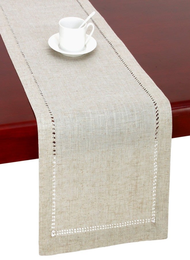 Grelucgo Handmade Hemstitched Natural Rectangle Lace Table Runners (14x108 inch) - Image 2