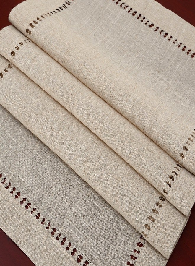 Grelucgo Handmade Hemstitched Natural Rectangle Lace Table Runners (14x108 inch) - Image 3
