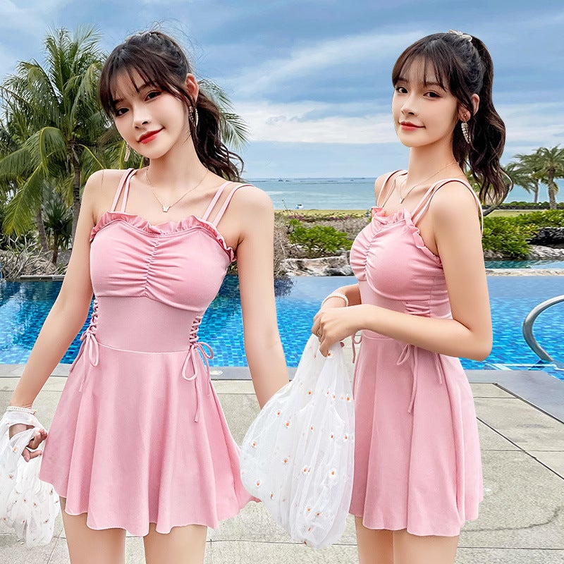 2026 New Style Swimsuit for Women, Skirt-Style One-Piece, Conservative, Tummy-Covering, Slimming, Fairy Style, Korean Ins Style, Hot Spring Swimwear - Image 3