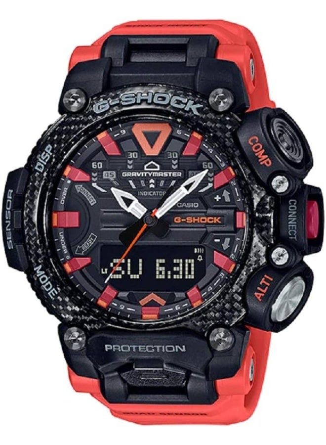 G-SHOCK Gravitymaster Men's Watch GR-B200-1A9DR, 54.1 mm Black Dial, Orange Resin Strap, Analog‑Digital + Bluetooth, Quad Sensor (Compass / Altimeter‑Barometer / Thermometer / Step Counter), 200 m WR - Image 2