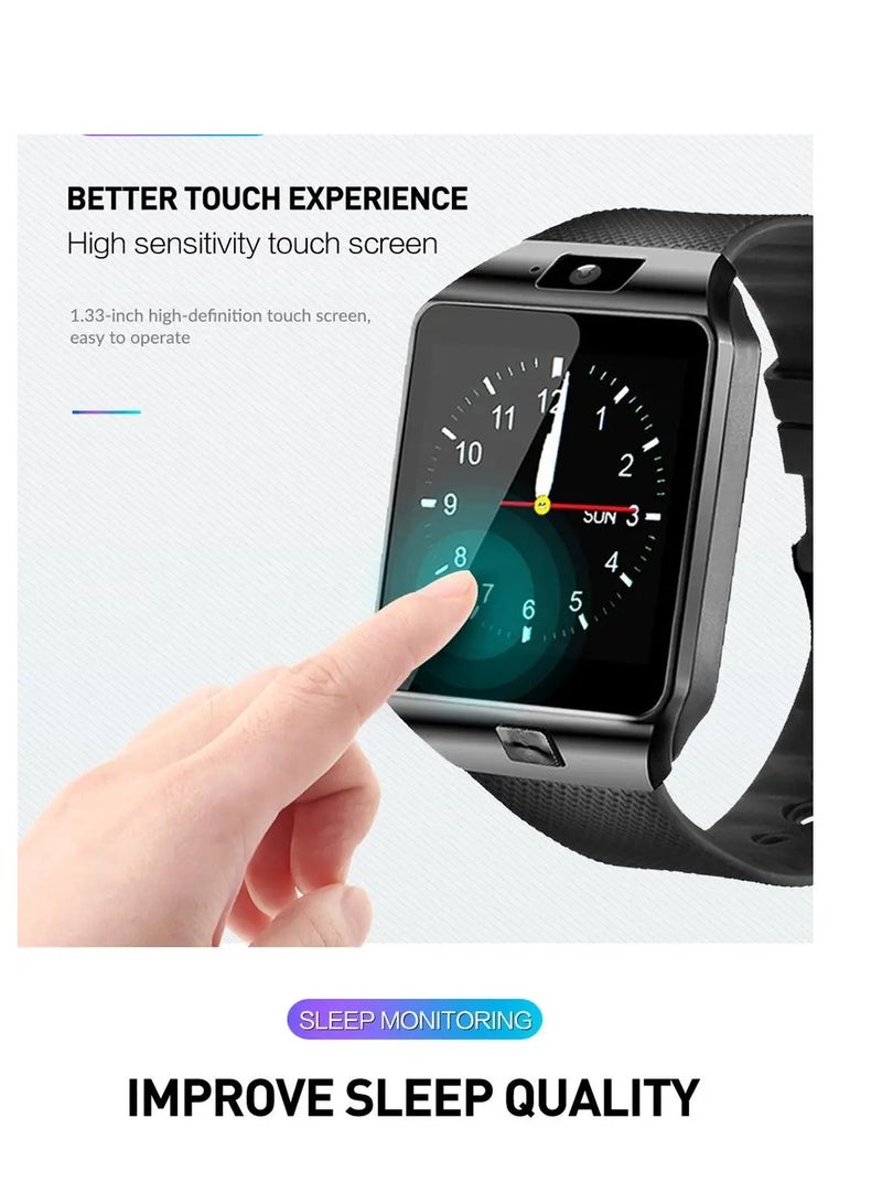 AROAQ DZ09 Bluetooth Smartwatch, Gold Touchscreen Wrist Smart Phone Watch, Sports Fitness Tracker With Sim SD Card Slot, Multifunctional Bluetooth Smartwatch For Kids Men Women - Image 3