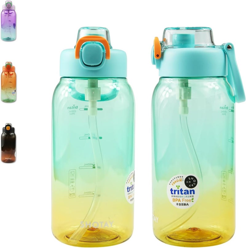 SHOTAY Sports Water Bottles 1L With USA Tritan Material 100% BPA Free And Leakproof - Image 1