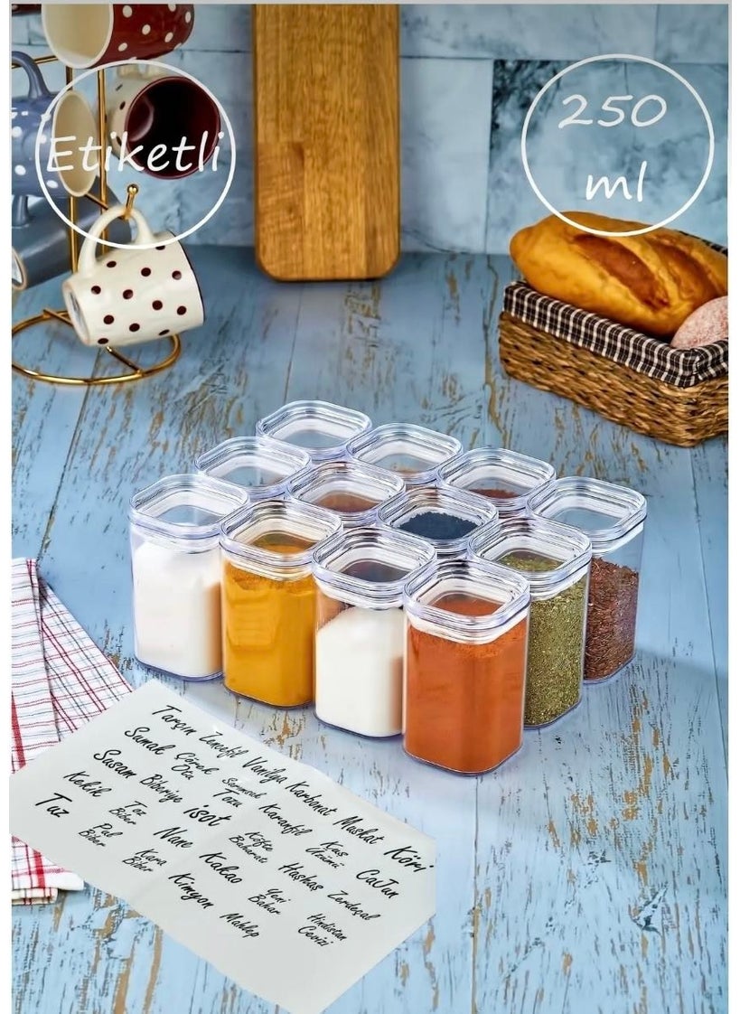 Kitchen Pembelia Labeled 12-Piece 250 ml Acrylic Spice Jar Set with Storage Door and Transparent Label  - Image 1