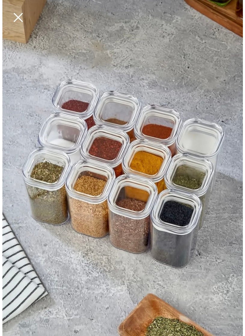 Kitchen Pembelia Labeled 12-Piece 250 ml Acrylic Spice Jar Set with Storage Door and Transparent Label  - Image 3