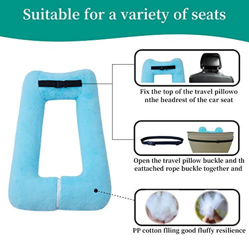 FHSGGP Travel Pillow Upgraded Version of Aircraft Travel Neck Pillow with Storage Bag, Sleep Pillows for Travel by Train, Car, or Plane, Supporting The Head and Body, Travel Pillow for Kids Blue - Image 5