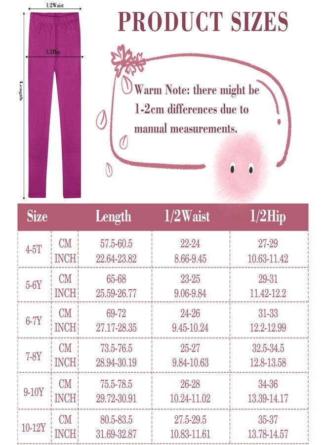 FEQO 4 Pack Girls Cotton Leggings Pants Full Length Basic Leggings Stretchy Legging Footless Tight Pants, Black, 6-7 Years - Image 2