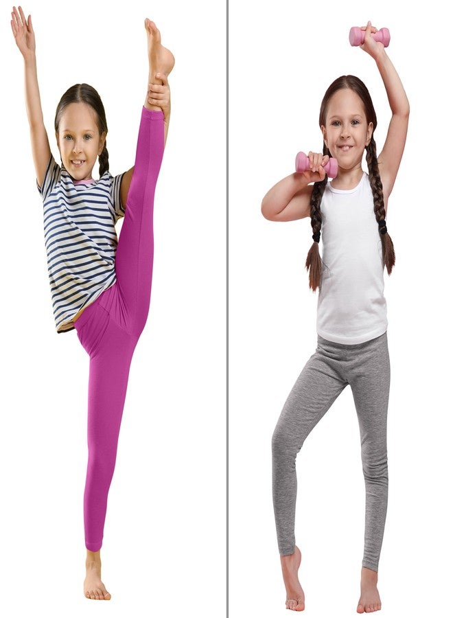 FEQO 4 Pack Girls Cotton Leggings Pants Full Length Basic Leggings Stretchy Legging Footless Tight Pants, Black, 6-7 Years - Image 5
