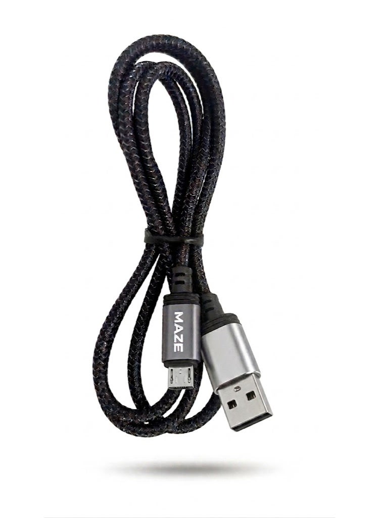 ميذ كابل Micro إلى USB للشحن السريع بقوة 6 أمبير – يدعم تقنية الشحن السريع QC 3.0 ونقل البيانات عالي السرعة، يتميز بتصميم متين ومجدول من النايلون ومقاوم للانحناء، بطول 1 متر، ومتوافق مع الهواتف الذكية والأجهزة اللوحية وأجهزة الكمبيوتر المحمولة. - Image 1