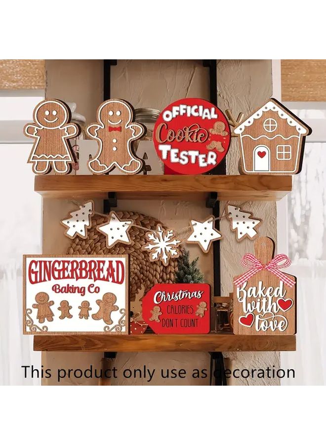12pcs Wooden Christmas Gingerbread Men Decor Set With House Cookie Tester Design - Image 1