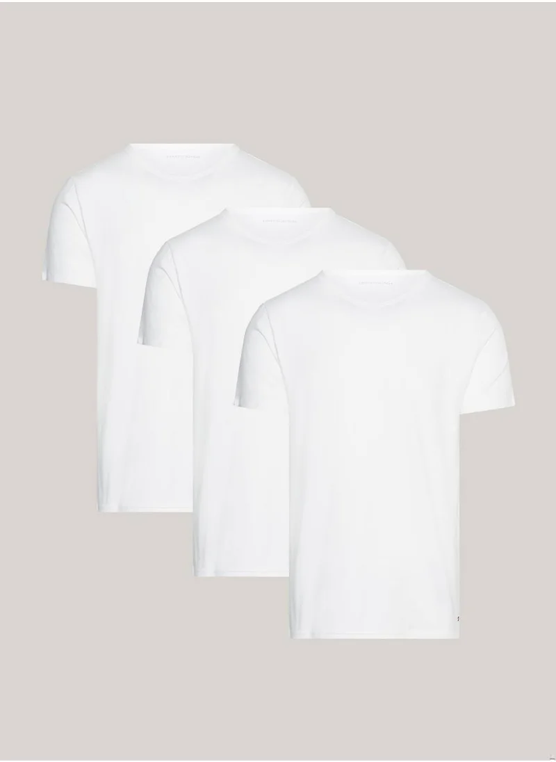 TOMMY HILFIGER Men's 3 Pack V-Neck Cotton T-Shirts, White