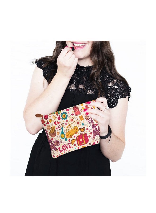 PAPER PLANE DESIGN Multipurpose Canvas Travel Pouch for Girls, Women. Stay Organized On The Go: The Stylish Travel Kit and Handbag (9 Inch X 6 Inch) (K), Multicolor - Image 3