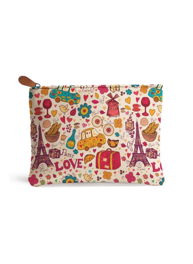 PAPER PLANE DESIGN Multipurpose Canvas Travel Pouch for Girls, Women. Stay Organized On The Go: The Stylish Travel Kit and Handbag (9 Inch X 6 Inch) (K), Multicolor - Image 1