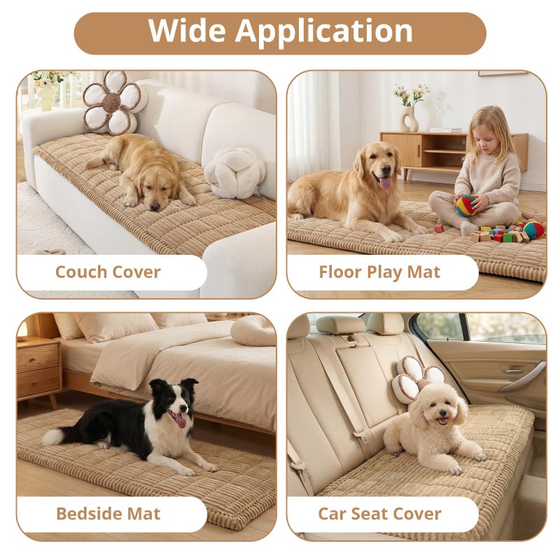 OstepDecor Washable Couch Cover for Dogs, Thick Pet Friendly Sofa Covers, Soft Couch Protector, Paw Cart Sofa Slipcovers, Cushion Protector for Leather, Sectional, Loveseat (27.6" x 59", Khaki) - Image 2