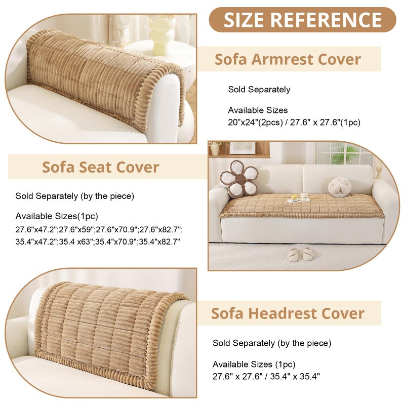 OstepDecor Washable Couch Cover for Dogs, Thick Pet Friendly Sofa Covers, Soft Couch Protector, Paw Cart Sofa Slipcovers, Cushion Protector for Leather, Sectional, Loveseat (27.6" x 59", Khaki) - Image 3