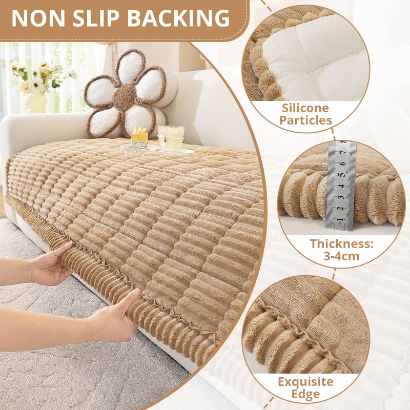 OstepDecor Washable Couch Cover for Dogs, Thick Pet Friendly Sofa Covers, Soft Couch Protector, Paw Cart Sofa Slipcovers, Cushion Protector for Leather, Sectional, Loveseat (27.6" x 59", Khaki) - Image 5