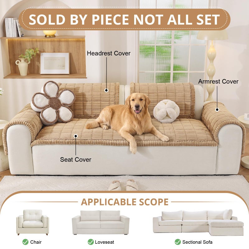 OstepDecor Washable Couch Cover for Dogs, Thick Pet Friendly Sofa Covers, Soft Couch Protector, Paw Cart Sofa Slipcovers, Cushion Protector for Leather, Sectional, Loveseat (27.6" x 59", Khaki) - Image 4