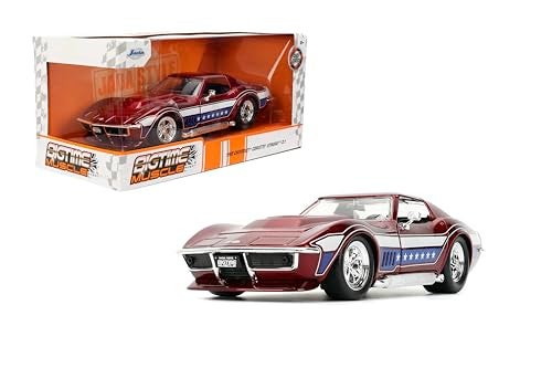 Jada Toys Bigtime Muscle 124 1969 Corvette Stingray ZL1 Opening Doors Hood Trunk Rubber Tires Collectible for Adults and Kids - Image 1