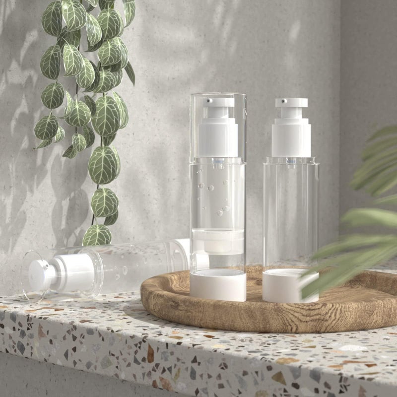 6PCS Clear Airless Cosmetic Cream Pump Bottle Travel Size Dispenser Refillable Containers/Foundation Travel Pump Bottle for Shampoo 100ml - Image 3