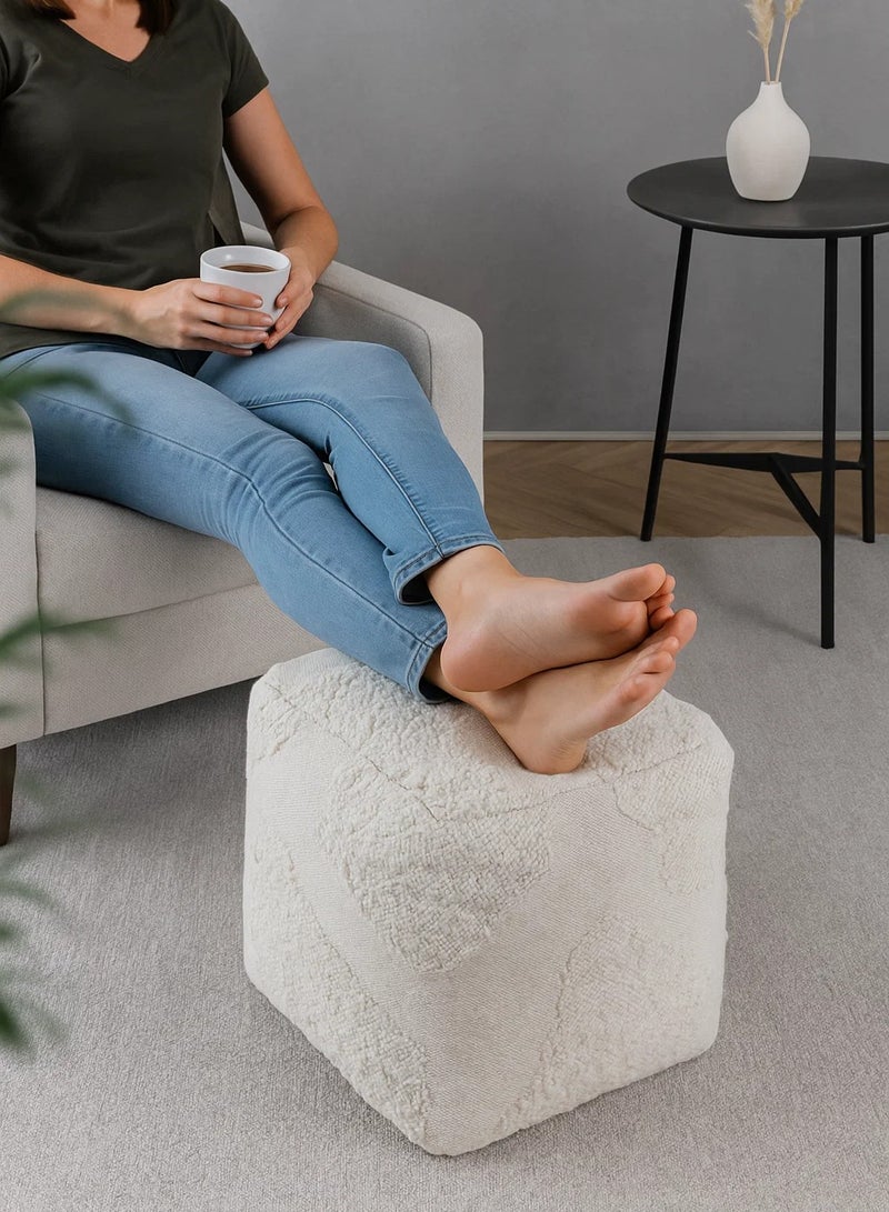 لوفت كويميم، بوف مربع، 40×40×40 سم، قماش، عاجي - Image 1