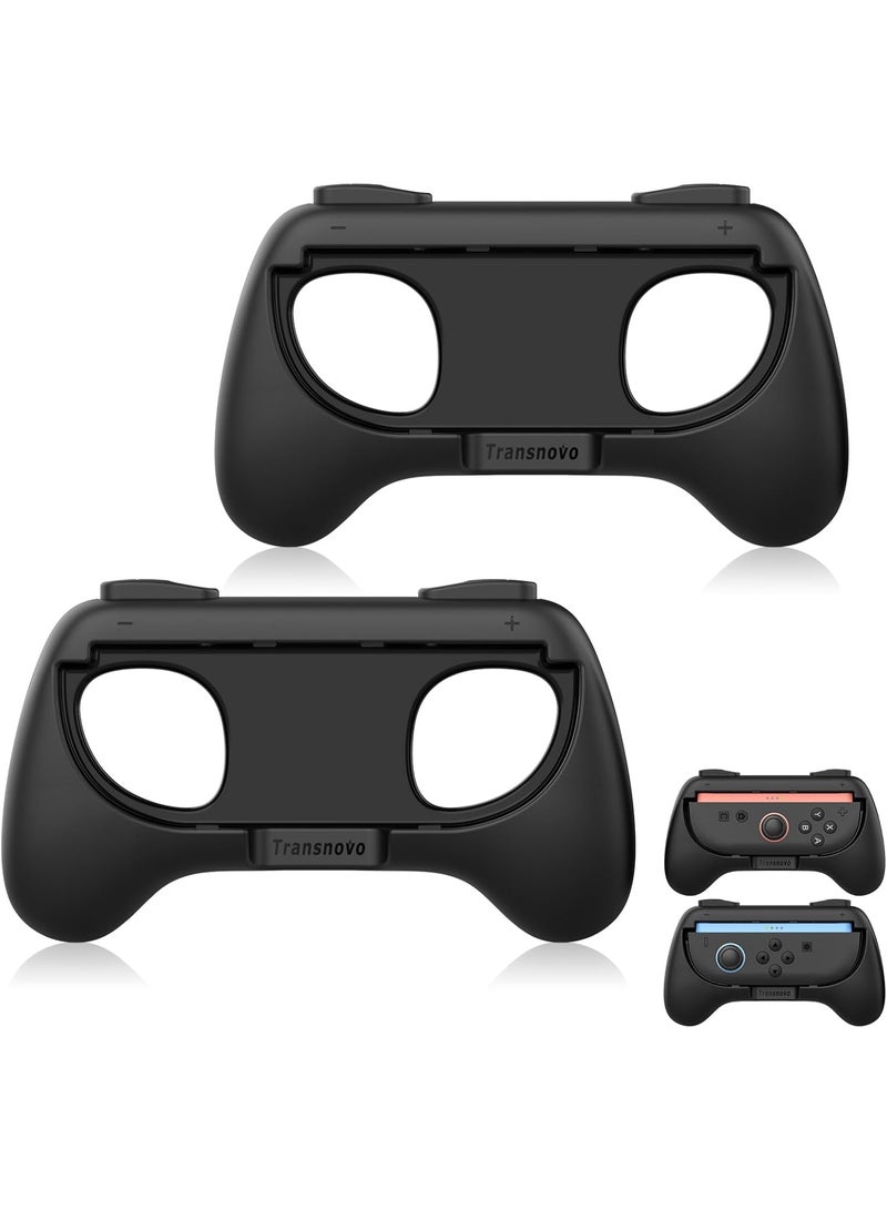 مقابض متوافقة مع نينتندو سويتش 2، مجموعة مقبض مقاومة للتآكل لتعزيز الراحة والملاءمة الآمنة والتصميم المتين، حامل وحدة تحكم لجلسات اللعب الطويلة، أسود - Image 1