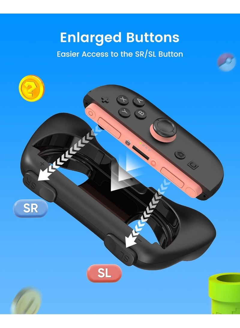 مقابض متوافقة مع نينتندو سويتش 2، مجموعة مقبض مقاومة للتآكل لتعزيز الراحة والملاءمة الآمنة والتصميم المتين، حامل وحدة تحكم لجلسات اللعب الطويلة، أسود - Image 4