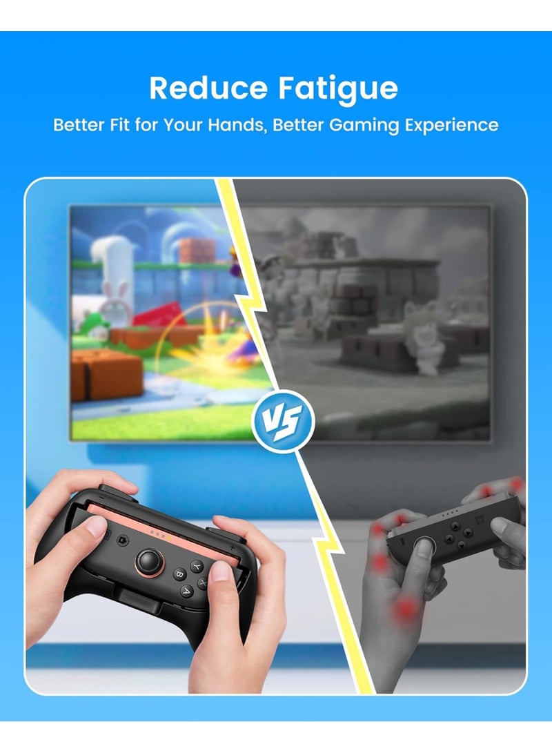 مقابض متوافقة مع نينتندو سويتش 2، مجموعة مقبض مقاومة للتآكل لتعزيز الراحة والملاءمة الآمنة والتصميم المتين، حامل وحدة تحكم لجلسات اللعب الطويلة، أسود - Image 3