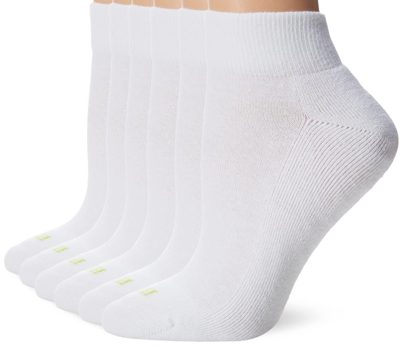 HUE womens Quarter Top With Cushion, 6-pack athletic socks, White, One Size US - Image 1