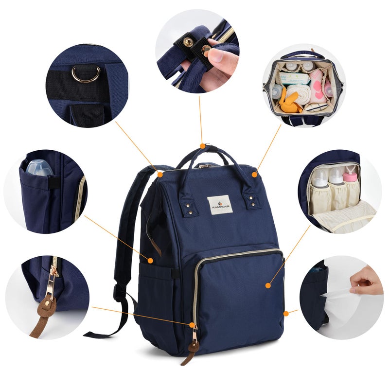 Ramhorn Diaper Bag Backpack Multifunction Waterproof Travel Back Pack for Mom Grey - Image 5