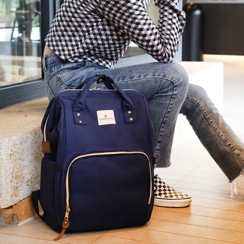 Ramhorn Diaper Bag Backpack Multifunction Waterproof Travel Back Pack for Mom Grey - Image 4