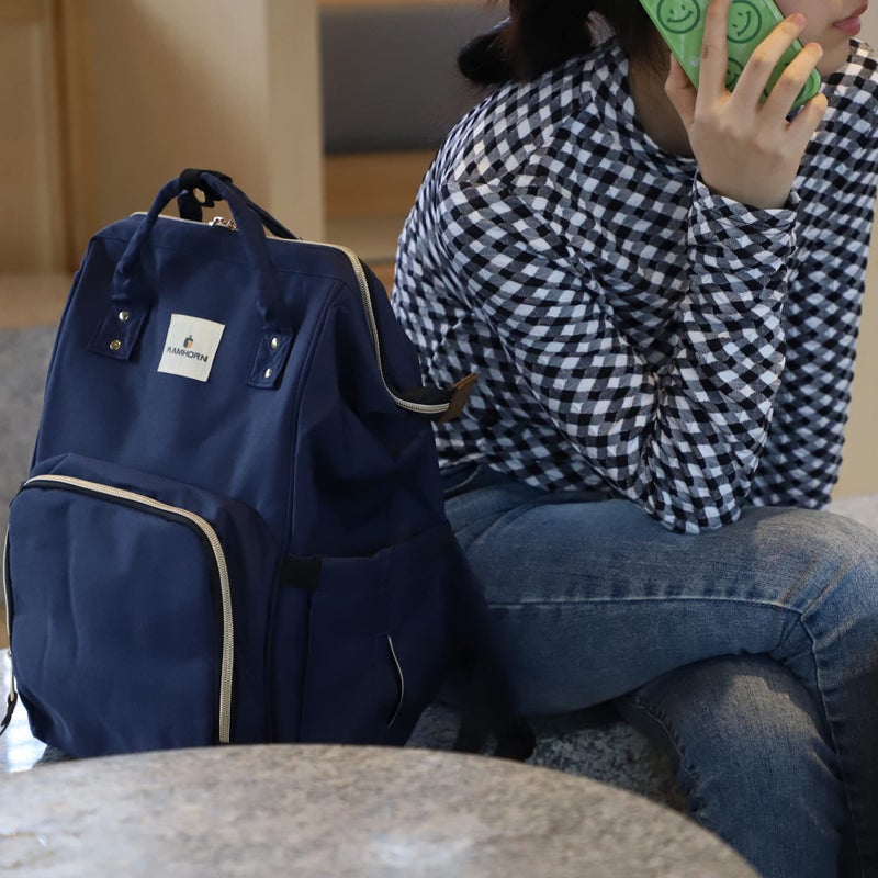 Ramhorn Diaper Bag Backpack Multifunction Waterproof Travel Back Pack for Mom Grey - Image 3