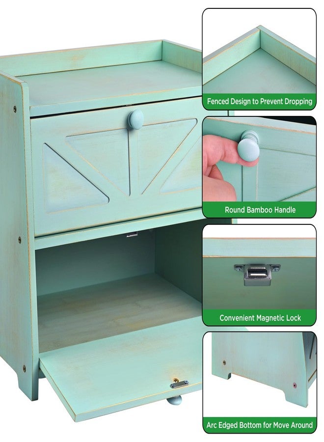 Ollieroo Vintage Double Layer Bread Box for Kitchen Countertop, Bamboo Bread Storage Container, Breadbox for Homemade Bread, Large Capacity Bread Bin(Green) - Image 4