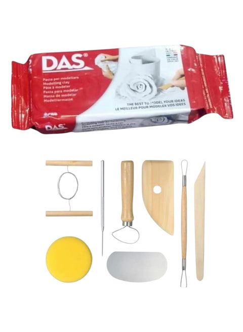 500g White Modeling Clay with 8-Piece Modeling Set