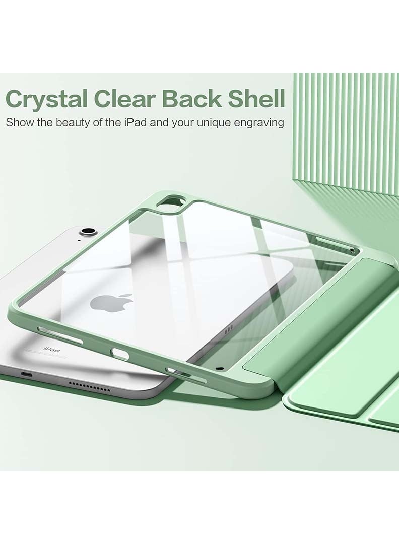 ثيودور جراب خلفي شفاف رفيع لجهاز iPad A16 الجيل الحادي عشر (2025) مقاس 11 بوصة والجيل العاشر (2022) مقاس 10.9 بوصة - غطاء حماية هجين مقاوم للصدمات مع حامل قلم، خاصية التشغيل/الإيقاف التلقائي، وحامل ثلاثي الطي - أخضر فاتح - Image 2