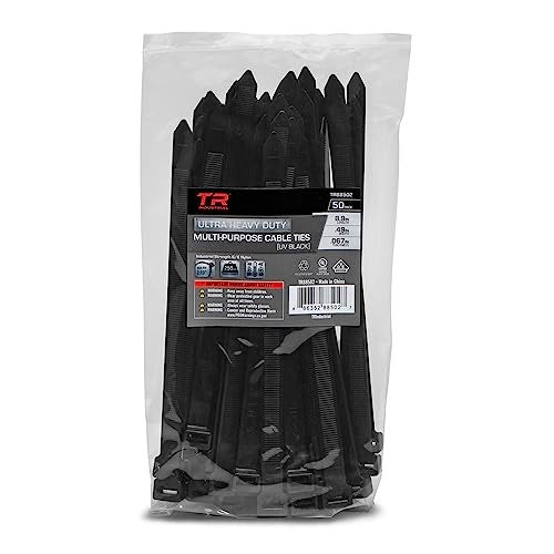 TR Industrial Ultra Heavy Duty Multi-Purpose UV Cable Ties (50-Piece), 250 lbs. Tensile Strength, 8.9", Black - Image 1
