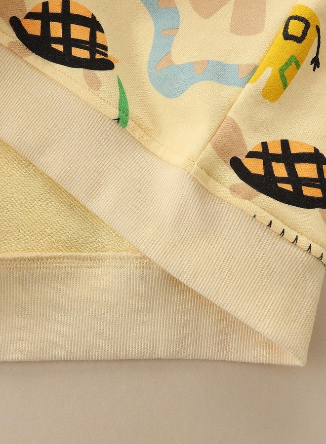 NUBEEHOHO Kids Toddler Zip Up Hoodies Yellow 100% Cotton Fall Jacket Animal Koala Elephant Lion Printed Sweatshirt Clothes 2-3T (084) - Image 5