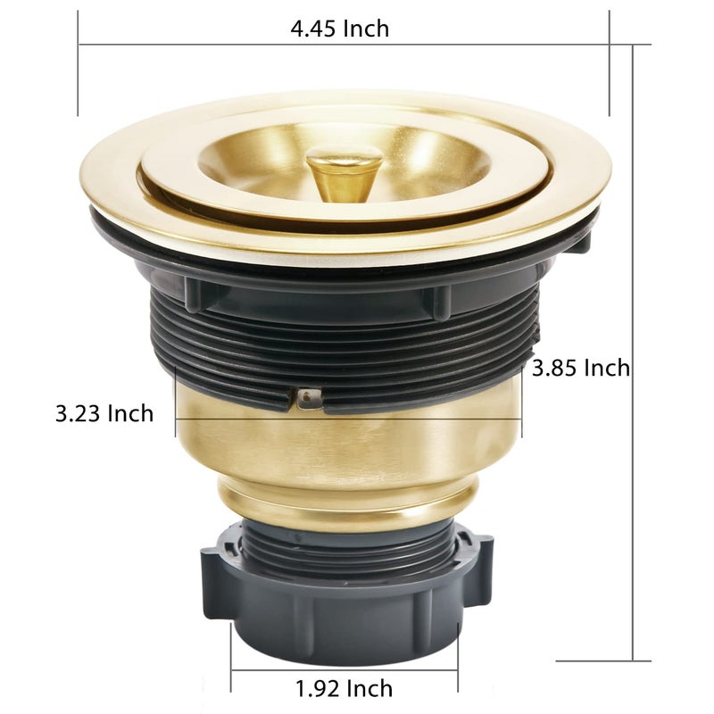 KONE 3-1/2 Inch Gold Sink Drain, Durable Stainless Steel Brass Kitchen Sink Drain Assembly Kit with Sink Strainer Waste Basket/Strainer Assembly/Sealing Lid for Standard Kitchen Sink - Image 5