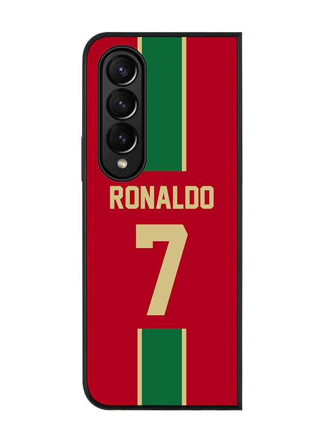 Stylizedd Rugged Black edge case for Samsung Galaxy Z Fold4 Slim fit Soft Case Flexible Rubber Edges Anti Drop TPU Gel Thin Cover - Football Team - Portugal Player Name - Ronaldo - Image 1