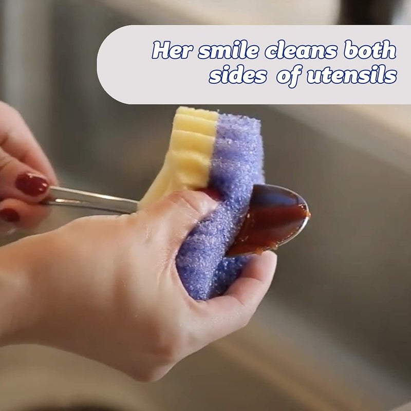 سكراب دادي فرشاة غسيل الأطباق Scrub Daddy Scrub Mommy – فرشاة قابلة لإعادة الاستخدام ومغسولة، مناسبة للمطبخ والحمام، بنسيج مرن لا يخدش، منتجات وإكسسوارات تنظيف، عبوة تحتوي على 2 قطع - Image 4