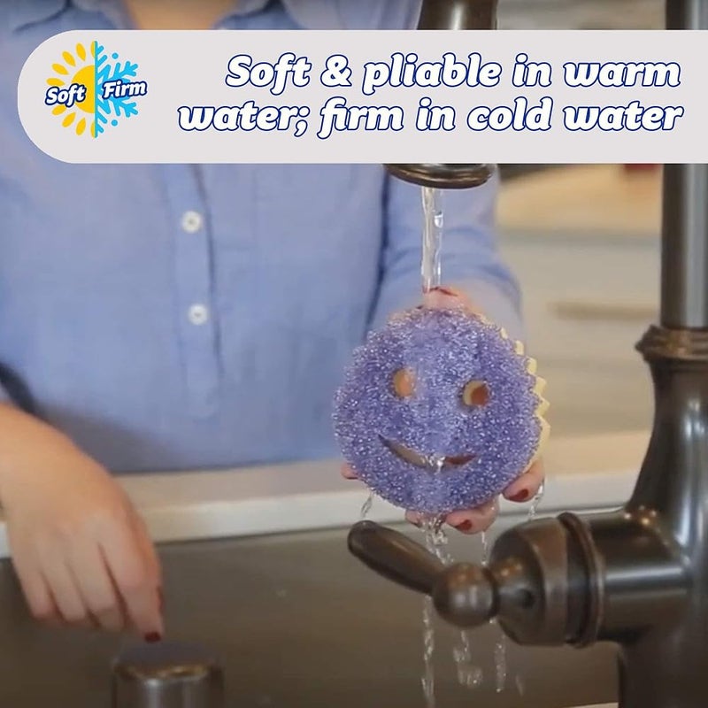 سكراب دادي فرشاة غسيل الأطباق Scrub Daddy Scrub Mommy – فرشاة قابلة لإعادة الاستخدام ومغسولة، مناسبة للمطبخ والحمام، بنسيج مرن لا يخدش، منتجات وإكسسوارات تنظيف، عبوة تحتوي على 2 قطع - Image 3