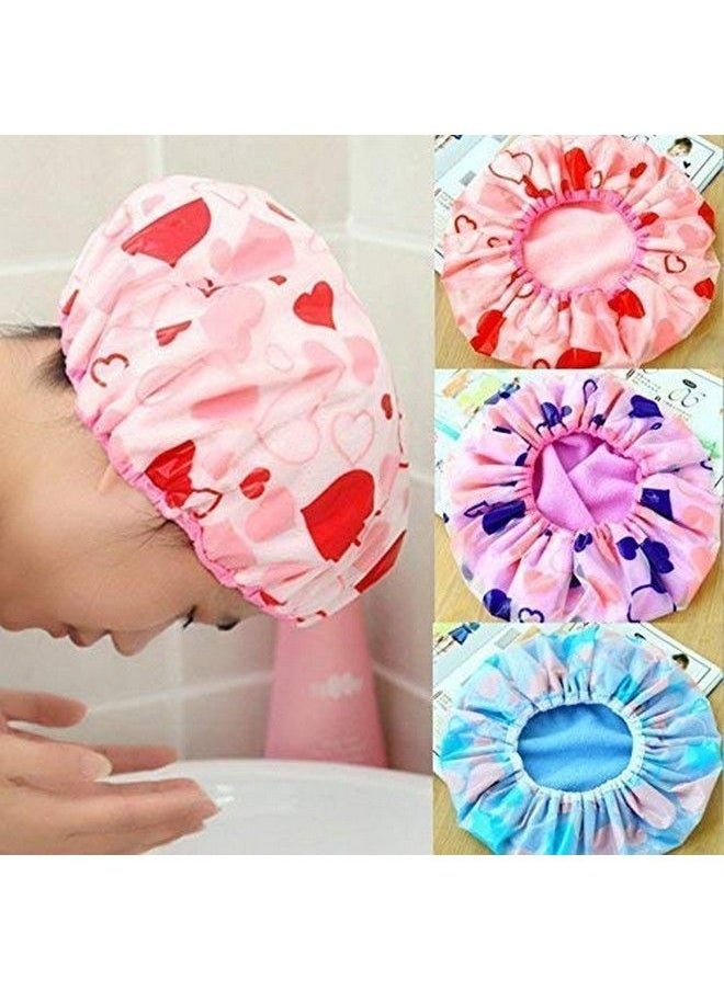 ClubComfort Reusable Printed Shower Cap With Elastic Band For Home Use Salons Spa Hair Treatment Beauty Parlours For Both Men And Women Bathing Accessor (Multicolour) Set Of 3 Pieces  - Image 3