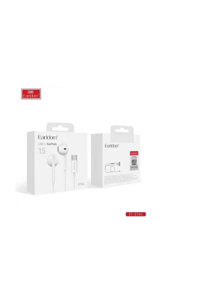 Earldom ET-E74C USB-C Wired Earbuds with Microphone & Volume Control - Image 5