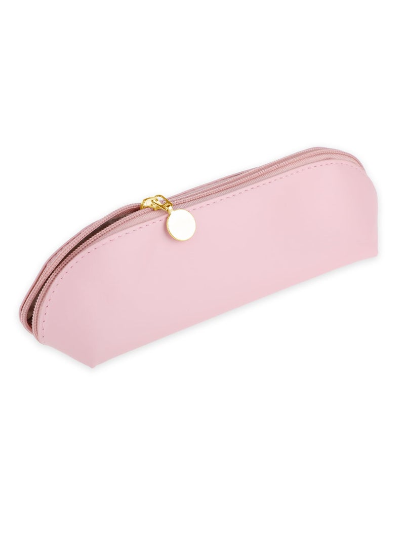 SYOSI Large Travel Makeup Brush Holder PU Makeup Brush Bag with zipper Portable Organizer for Makeup Brushes Cosmetic Face Brushes Holders Soft & Durable for Travel Home Office Rose Pink - Image 1