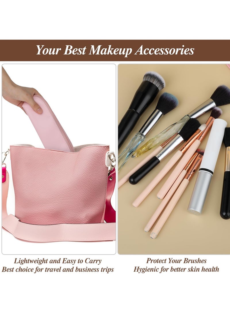 SYOSI Large Travel Makeup Brush Holder PU Makeup Brush Bag with zipper Portable Organizer for Makeup Brushes Cosmetic Face Brushes Holders Soft & Durable for Travel Home Office Rose Pink - Image 5