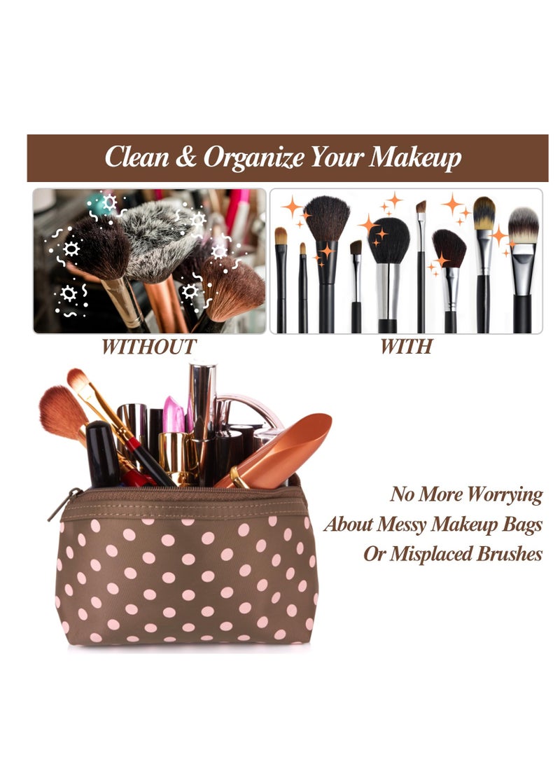 SYOSI Large Travel Makeup Brush Holder PU Makeup Brush Bag with zipper Portable Organizer for Makeup Brushes Cosmetic Face Brushes Holders Soft & Durable for Travel Home Office Rose Pink - Image 3