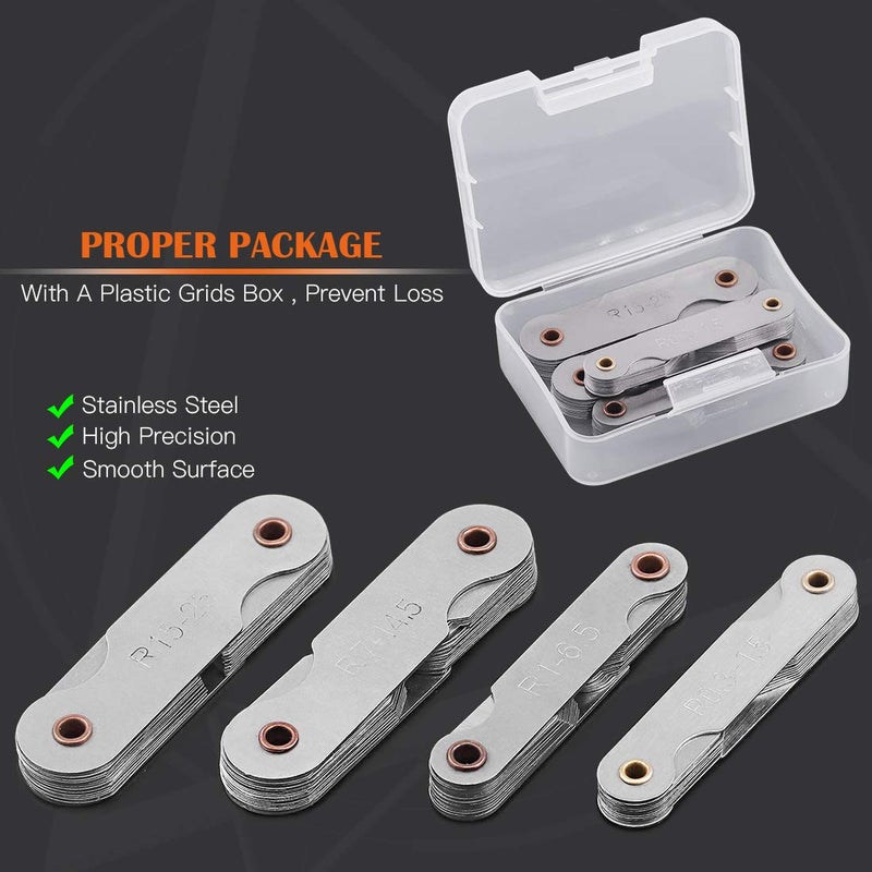 Rustark 4 Pcs Metric Radius Gauge Stainless Metal External and Internal Arc Fillet Concave Convex Measuring Tool Set Including R0.3-1.5/ R1-6.5/ R7-14.5/ R15-25 - Image 4