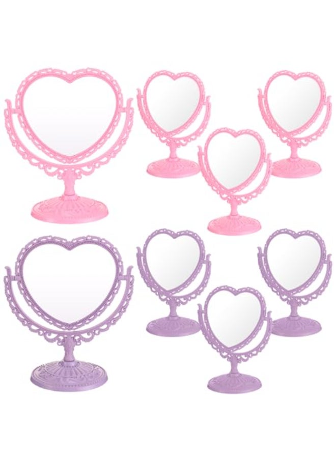 Lineshading 8 Pcs Heart Mirror Purple Pink Heart Shaped Mirror Spa Party Supplies for Girls Makeup Spa Birthday Party Favors - Image 1
