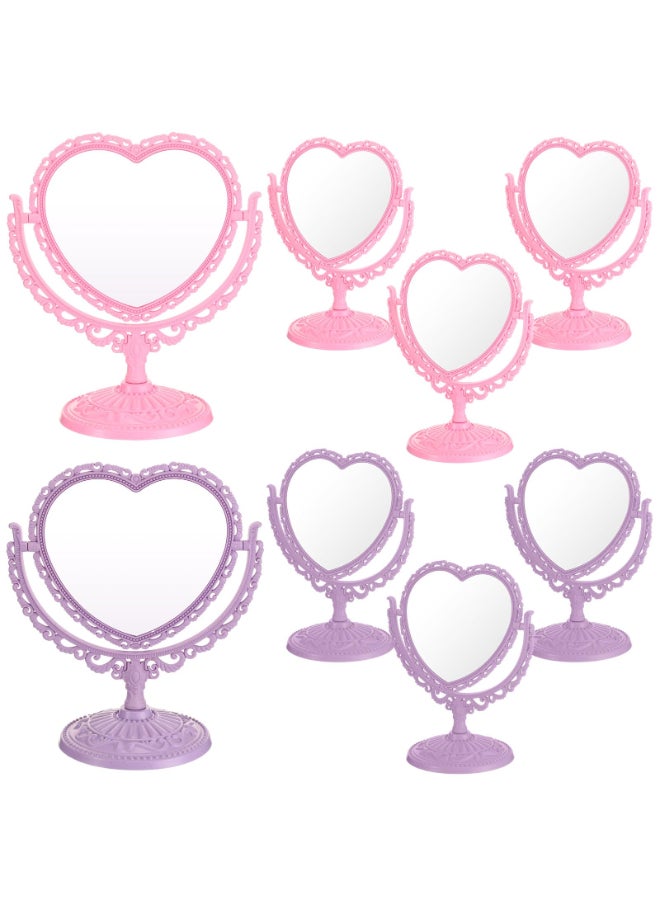 Lineshading 8 Pcs Heart Mirror Purple Pink Heart Shaped Mirror Spa Party Supplies for Girls Makeup Spa Birthday Party Favors - Image 2