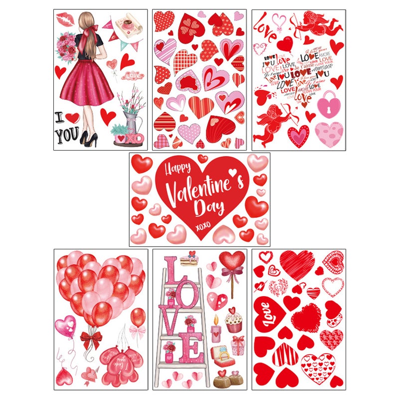 2 Sets Valentine's Day Window Cling Sticker Window Decal Valentine's Day Party Supply - Image 5